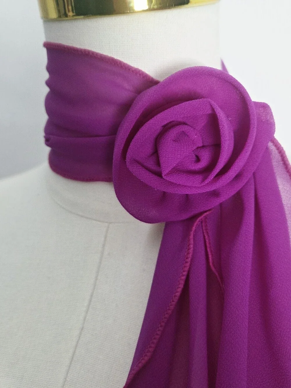 Purple wrap around scarf with flower
